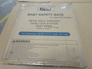 lot 501 image: Baby Safety Gate, YCG001, Fits Openings 29.93 - 51.5 Wide, 30 High. White. - SOLD AS IS