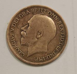 1920 King Georgivs V United Kingdom One Penny Bronze Large Coin Rare Find