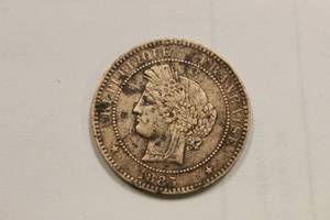 1885 Republic Of France 10 Centimes, Liberte, Egalite, Fraternite. Large Bronze Coin, Rare Find
