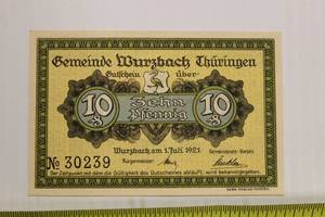 1921 Germany 10 Pfennig Uncirculated Currency