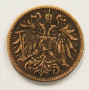 1905 Austria 2 Heller Bronze Rare Historical Coin
