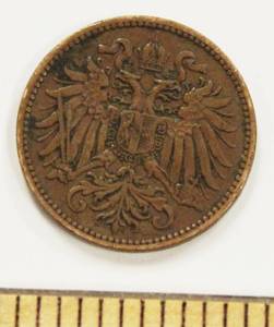 1912 Austria 2 Heller Bronze Rare Historical Coin