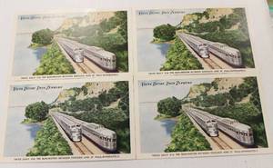 Vista Dome Twin Zephyrs Trains Railroad Vintage Postcard  Lot Of 4 Cards