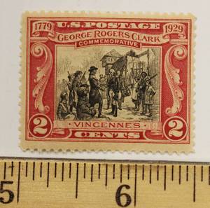 1929 Us Postal 2 Cents Stamp Rogers Clark Commemorative Stamp