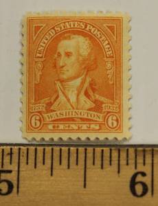 1932 USPS Washington Bicentennial 6 Cents Stamp Red Orange Color