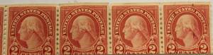 1920 Washington 2 Cents Stamp, Block Of 8 Stamps, Red Stamp