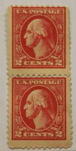 1920 Washington 2 Cents Stamp, Block Of 2 Attached Stamps Color Red