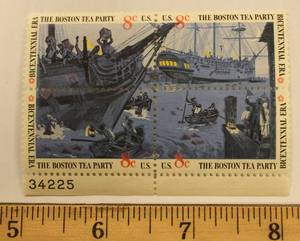 Boston Tea Party Bicentennial Era 8 Cents Block Of 4 Stamps