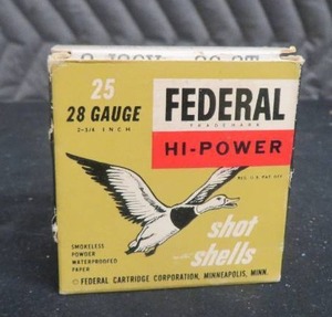 A BOX OF 28 GAUGE SHOTGUN SHELLS