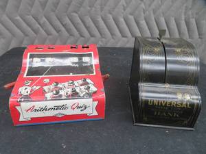 VINTAGE PIGGY BANK AND TIN TOY FOR KIDS