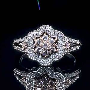 1.00 Carat Diamond Flower Cluster Halo Ring in 14k Two-Tone Yellow & White Gold $3475 Retail VIDEO