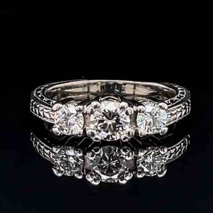 1.00 CARAT Diamond Three-Stone Past, Present & Future Ring in 14k White Gold $3,850 Retail VIDEO