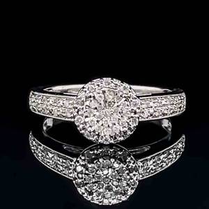Bright 0.25 Carat Diamond Halo Cluster Pave Ring in 14k White Gold $1,450 Retail VIDEO
