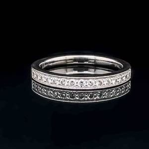 Diamond Single Channel Slim Classic Milgrain Edge Ring in 14k White Gold $1350 Retail