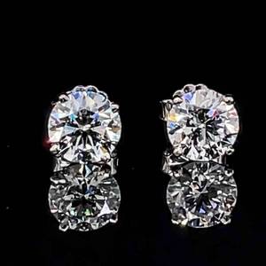 2.32 Carat Diamond Round Brilliant Cut Solitaire Stud Earrings in 14k White Gold w IGI Certificate Report, IDEAL CUT, NEW - E COLOR $7000 Retail VIDEO