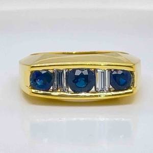 Exquisite 18k Yellow Gold Channel-Set Diamond and Natural Sapphire Ring $5700 Retail VIDEO