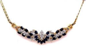 Diamonds & Sapphires Necklace in Classy Styled Cluster Maximizing Brilliance in 14k Yellow Gold $3700 Retail VIDEO
