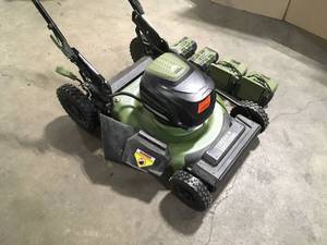 Green Machine  62V Cordless 3-in-1 High Wheel Push Walk Behind Mower, Brushless 22 In. Cutting Width with 4Ah Battery and Rapid Charger Customer return Review all pictures