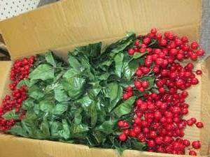 lot 76 image: box of faux berry bushes...