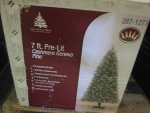 lot 129 image: 7 foot pre lit cashmere geneva pine...
