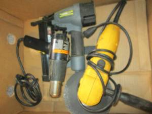 lot 144 image: dewalt grinder, performax stapler a...