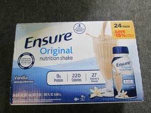 lot 186 image: 24 pack of ensure vanilla best by d...