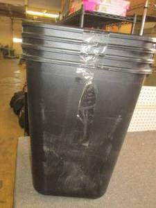 lot 407 image: 4 rubbermaid black garbage cans 23 ...