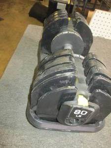 lot 464 image: 80 lbs dumbbell turn handle to weig...