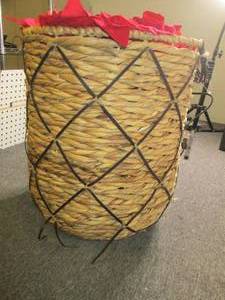lot 466 image: wicker basket with faux poinsettias...