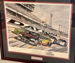 lot 12 image: Framed NASCAR Lithograph The Great American Racer by Gary Hill