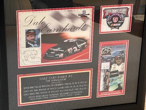 lot 16 image: Framed NASCAR Signed Dale Earnhardt Memorabilia