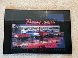 lot 42 image: Framed Print Rosies Dinner featuring Classical Cars