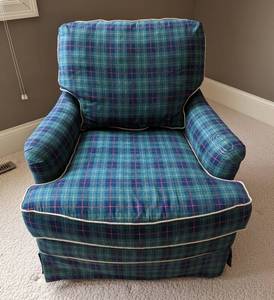 lot 88 image: Highland House Plaid Armchair and Ottoman