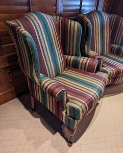 lot 107 image: Pair of Hamilton House Striped Armchairs