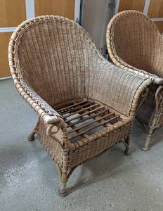 lot 127 image: Pair of Wicker Armchairs