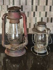 lot 62 image: Vintage Oil Lantern Pair
