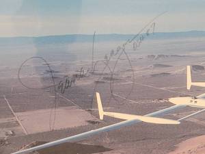 lot 52 image: AUTOGRAPHJEANA YEAGAR Aviation Photography Print - Rutan Model 76 Voyager
