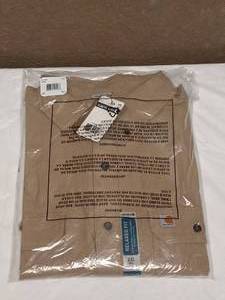 lot 3 image: NEW CARHARTT TAN BUTTON UP SHIRT 2XL