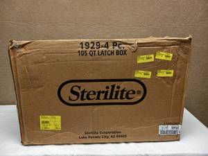lot 63 image: 3 NEW STERILITE 105QT STORAGE CONTAINERS