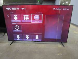 lot 900 image: TCL - 65 Class 4-Series 4K UHD HDR Smart Roku TV (YELLOW LINE DOWN SIDE OF SCREEN)