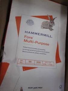 lot 128 image: 4- 500 ct Reams 11x17 Hammermill Fo...
