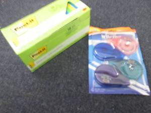 lot 134 image: 4 pk WiteOut Tape, PostIt Dispenser...
