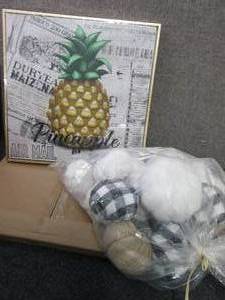 lot 304 image: Pineapple Wall Art, Pumpkin Dcor...