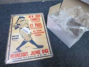 lot 319 image: Vintage Looking Metal Sign, 2 Baseb...