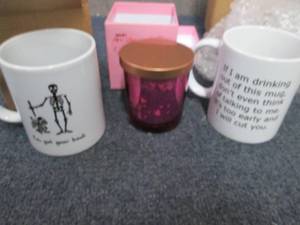 lot 328 image: 2 Gift Mugs, Candle...