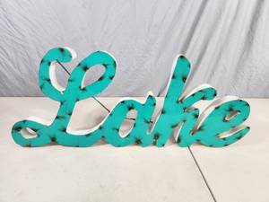 lot 169 image: New Handmade Recycled Metal Lake Sign