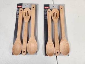 lot 170 image: 2 New 3 Piece Wooden Spoon Sets