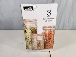 lot 189 image: 3 Piece Glass Canister Set
