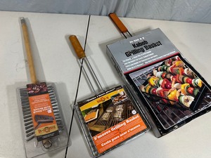 lot 75 image: New Grill Brush, Kabob Rack, and More