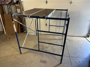 lot 5 image: New Metaltech 5 ft. x 5 ft. Mason Scaffolding System with Cross Braces, Platform, etc.